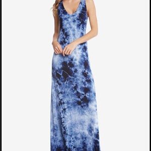 Karen Kane Navy and Sky Blue Maxi Dress